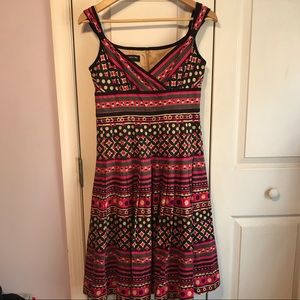 Jones New York Sundress Navy Pink Pleated Lined